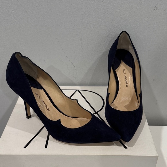 Paul Andrew Women's Navy Suede Pumps - Picture 1 of 4